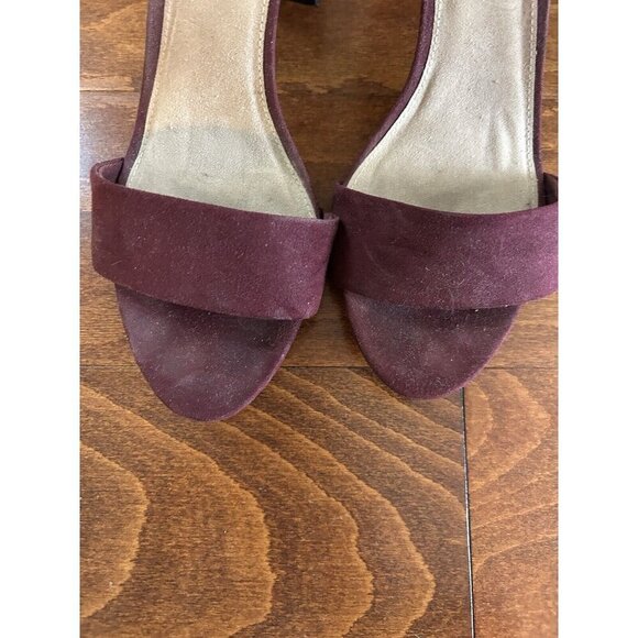 Old Navy Faux-Suede Block-Heel Sandals for Women Wine Purple Ankle Strap 9 - Picture 4 of 7